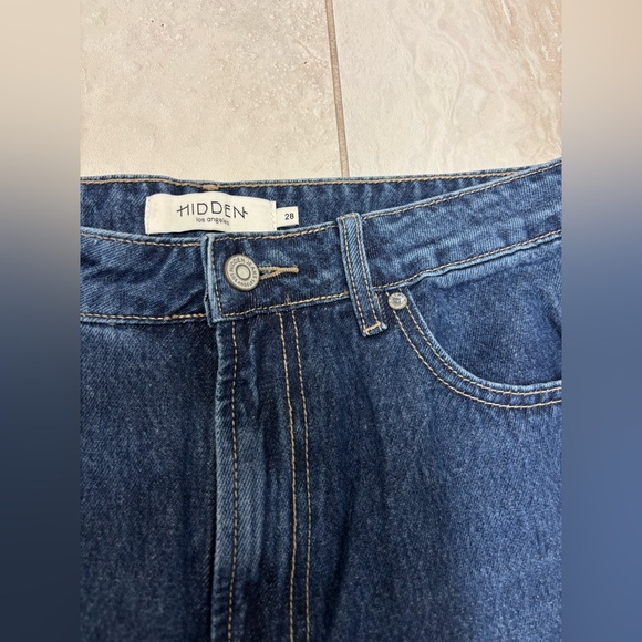 HIDDEN NWOT Logan Dad Jeans SZ 28 Wide Leg Fray Hem High-Rise Relaxed Fit Cotton - Picture 6 of 10